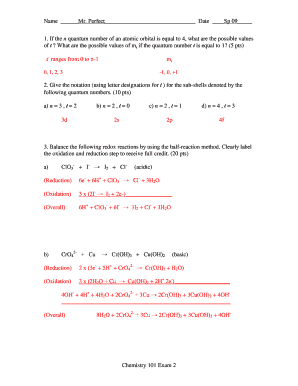 Chemistry 101 Exam 2