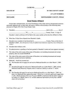 Texas small estate affidavit checklist - Small Estate Affidavit - mctxorg