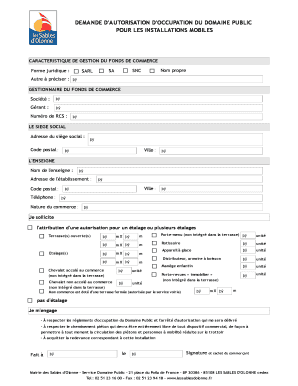 Demande d'autorisation d'occupation du domaine public