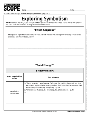 Language Arts Symbolism Worksheet