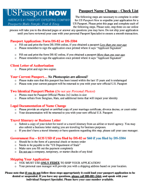 US Passport Name Change Checklist