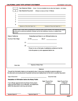 California Jurat with Affiant Statement