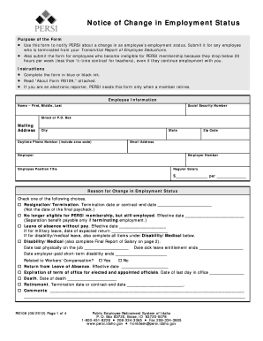 Notice of Change in Employment Status