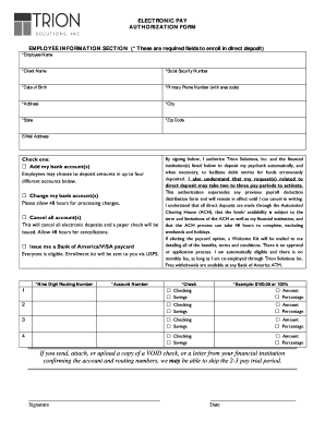 Electronic Pay Authorization Form