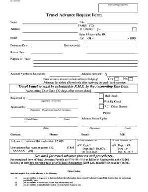 Travel Advance Request Form