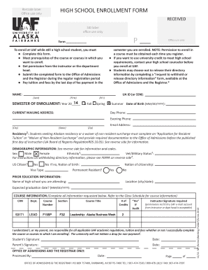 High School Enrollment Form