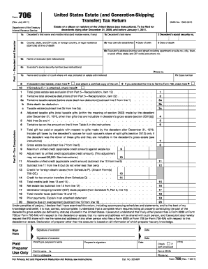US Federal Estate Tax Return Form 706
