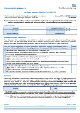 Candidate Document Collection Form