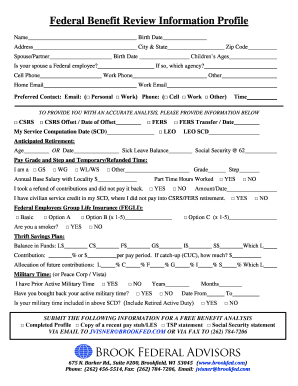 Federal Benefit Review Information Profile