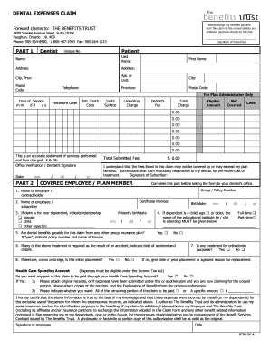 Dental Expenses Claim Form