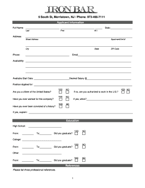 Employment Application Form
