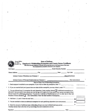 Indiana Employee's Withholding Exemption Certificate