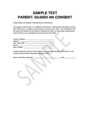 Parent Guardian Consent for Immunization Information Release