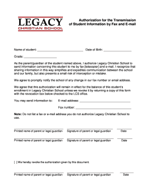 Authorization for Transmission of Student Information