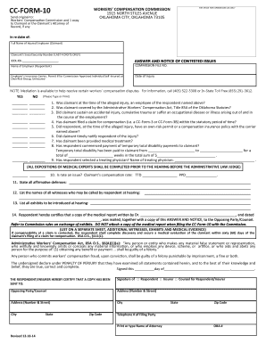 Oklahoma Workers' Compensation Answer and Notice