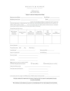 Credit Card Authorization Form