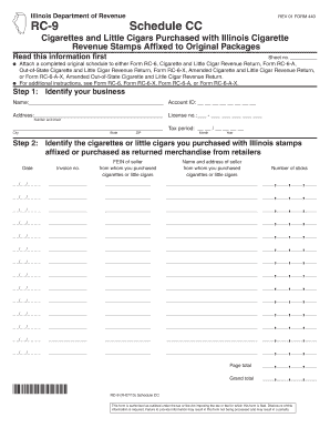 Illinois Cigarette Revenue Stamp Schedule
