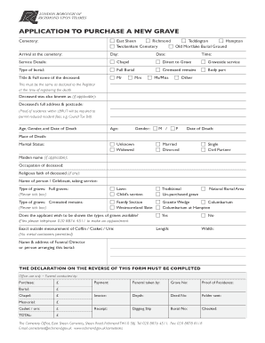 Application to Purchase a New Grave