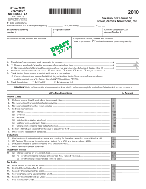 Kentucky Schedule K-1 Form 720S