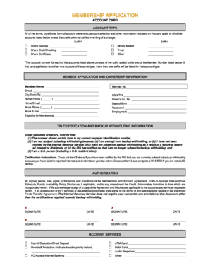 Credit Union Membership Application