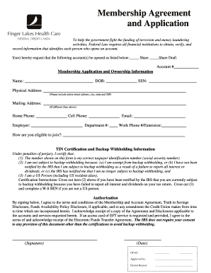 Membership Agreement and Application