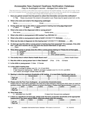 New Zealand Deafness Notification Form