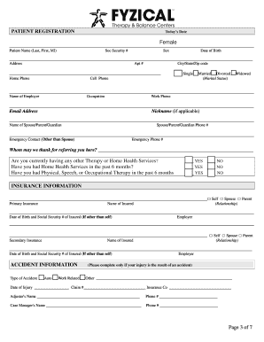 FYZICAL New Patient Paperwork