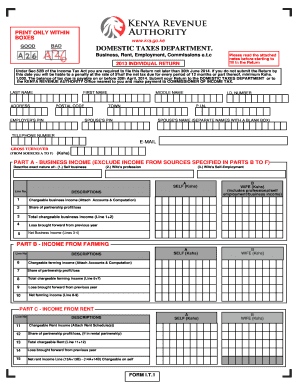 Kenya Individual Tax Return Form I.T.1