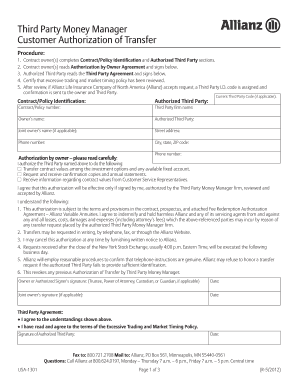 Third Party Money Manager Authorization Form