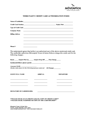 Third Party Credit Card Authorization Form