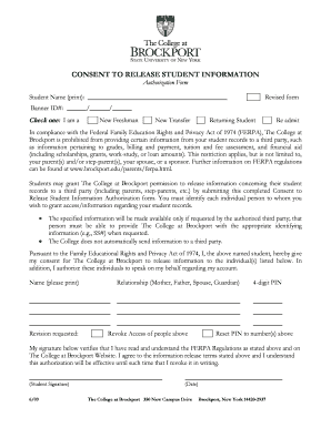 Consent to Release Student Information Authorization Form
