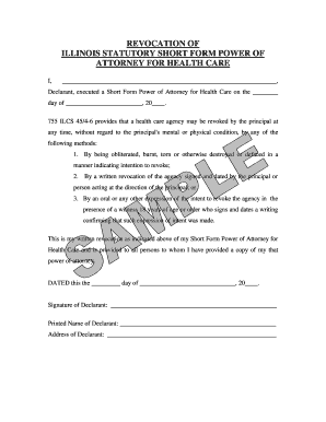 Illinois Statutory Short Form Power of Attorney Revocation