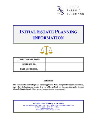 Initial Estate Planning Information Form