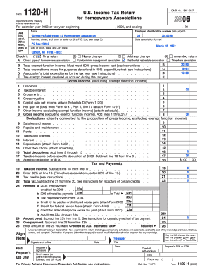Form 1120-H US Income Tax Return for Homeowners Associations