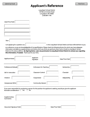 Teacher Reference Form