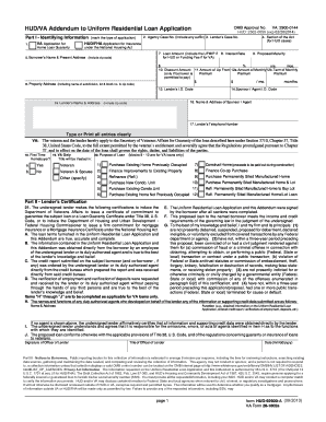 HUD/VA Addendum to Uniform Residential Loan Application