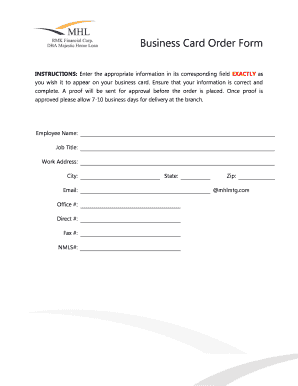 Business Card Order Form