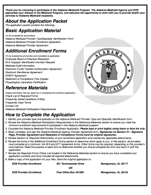 Alabama Medicaid Provider Enrollment Application