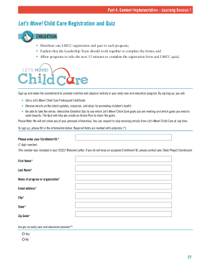 Let's Move Child Care Registration Form