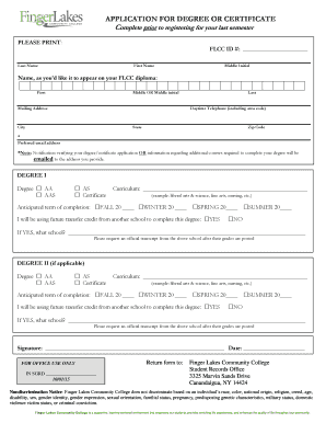 Finger Lakes Community College Degree Application