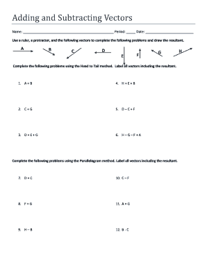 Vector Addition and Subtraction Worksheet