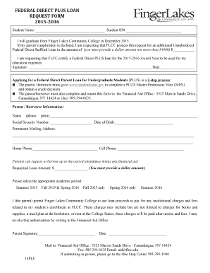 Federal Direct PLUS Loan Request Form