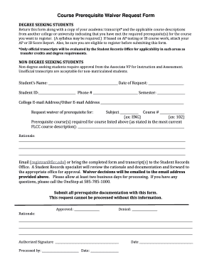 Course Prerequisite Waiver Request Form