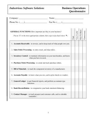 Business Operations Questionnaire
