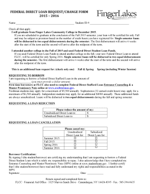 Federal Direct Loan Request/Change Form