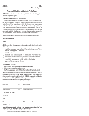 Illinois Persons with Disabilities Certification for Parking Placard
