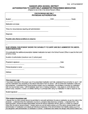 Authorization to Carry/Self-Administer Prescribed Medication