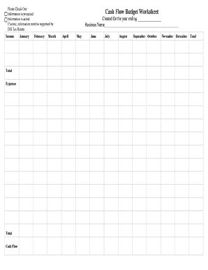 Cash Flow Budget Worksheet