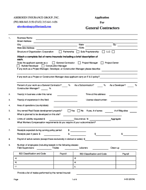 Aberdeen Insurance Group General Contractor Application