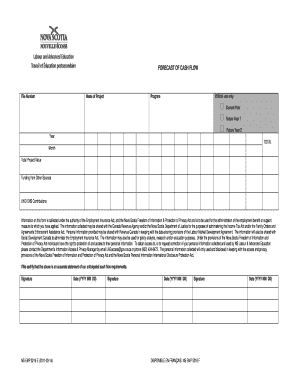 Nova Scotia Cash Flow Forecast Form